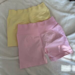 Pink and Yellow Women's workout Shorts